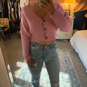 Pink cropped sweater